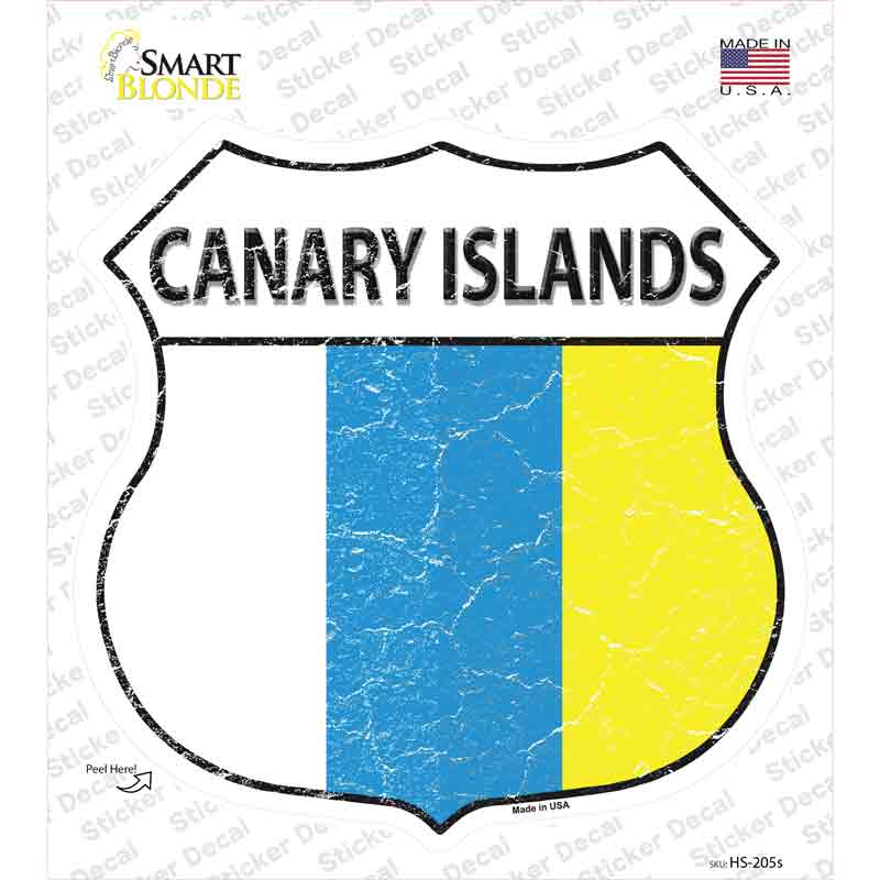 HS-205s-M Canary Islands Flag Novelty Highway Shield Sticker Decal - Medium