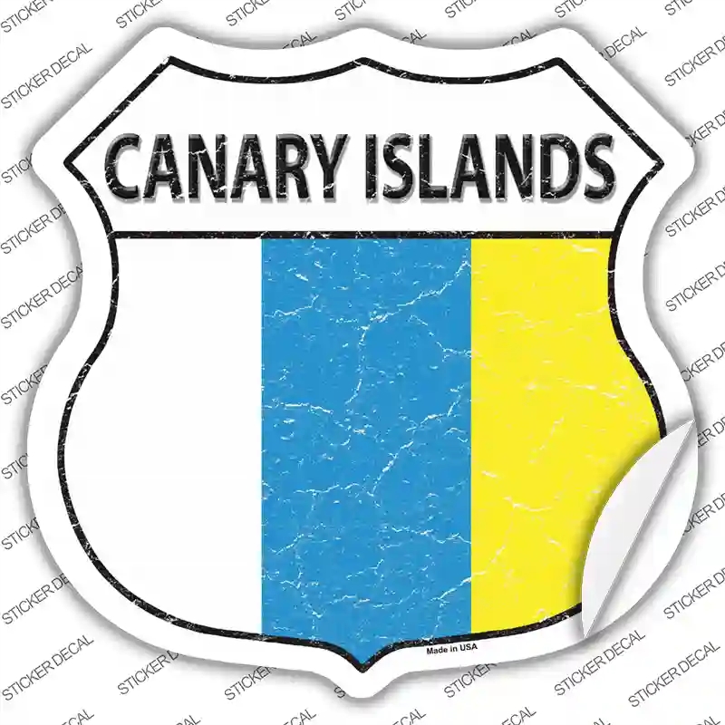 HS-205s-S Canary Islands Flag Novelty Highway Shield Sticker Decal - Small