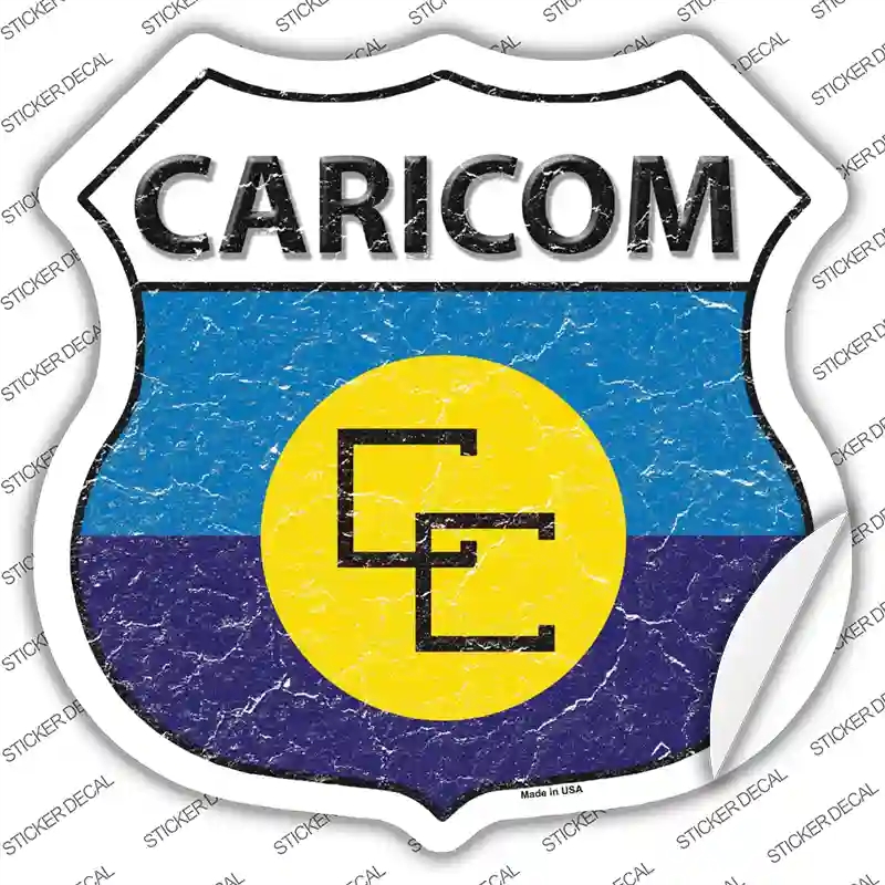 HS-207s-L Caricom Flag Novelty Highway Shield Sticker Decal - Large