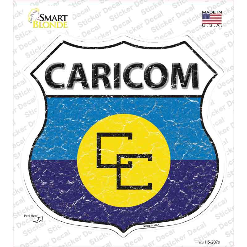 HS-207s-M Caricom Flag Novelty Highway Shield Sticker Decal - Medium