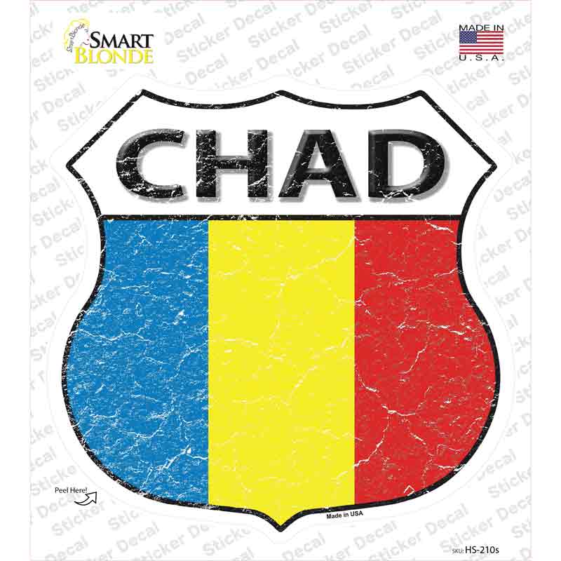 HS-210s-M Chad Flag Novelty Highway Shield Sticker Decal - Medium