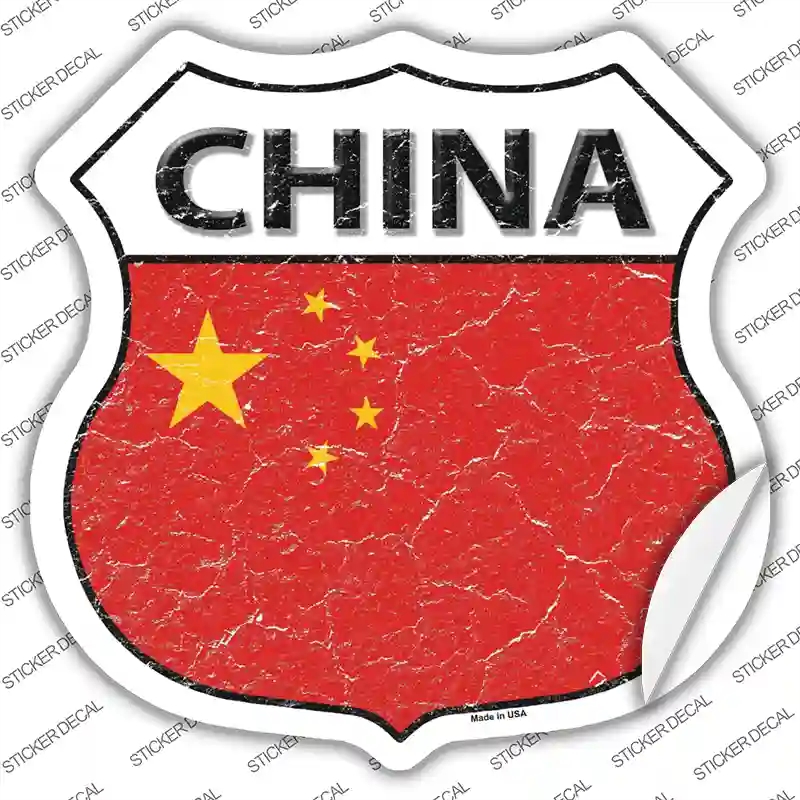HS-213s-S China Flag Novelty Highway Shield Sticker Decal - Small