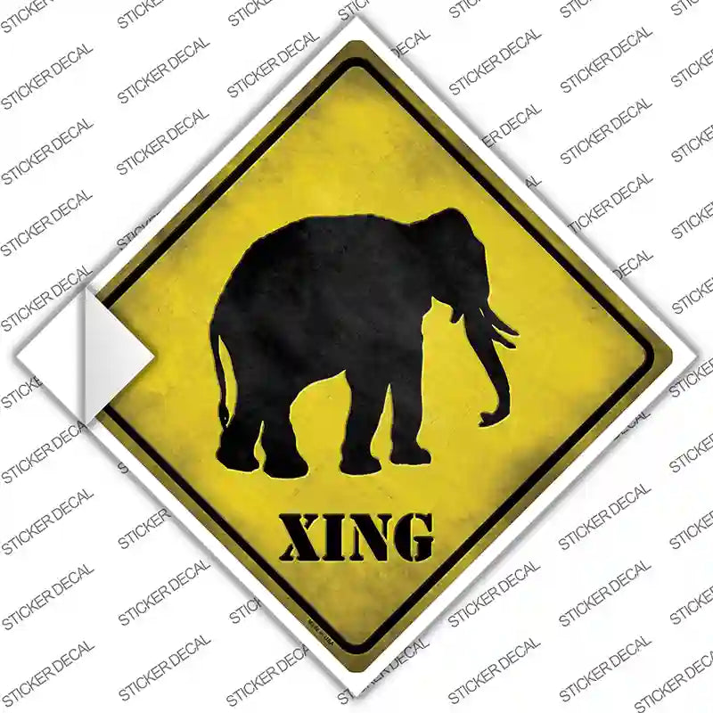 CX-027s-S Elephant Xing Novelty Diamond Sticker Decal - Small