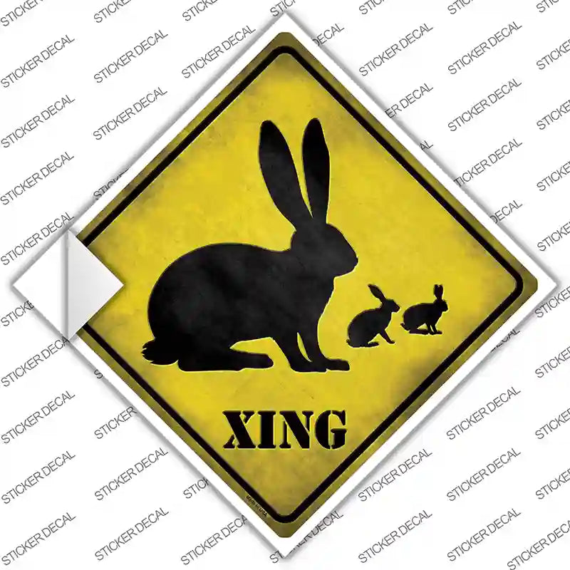 CX-032s-L Rabbit Xing Novelty Diamond Sticker Decal - Large