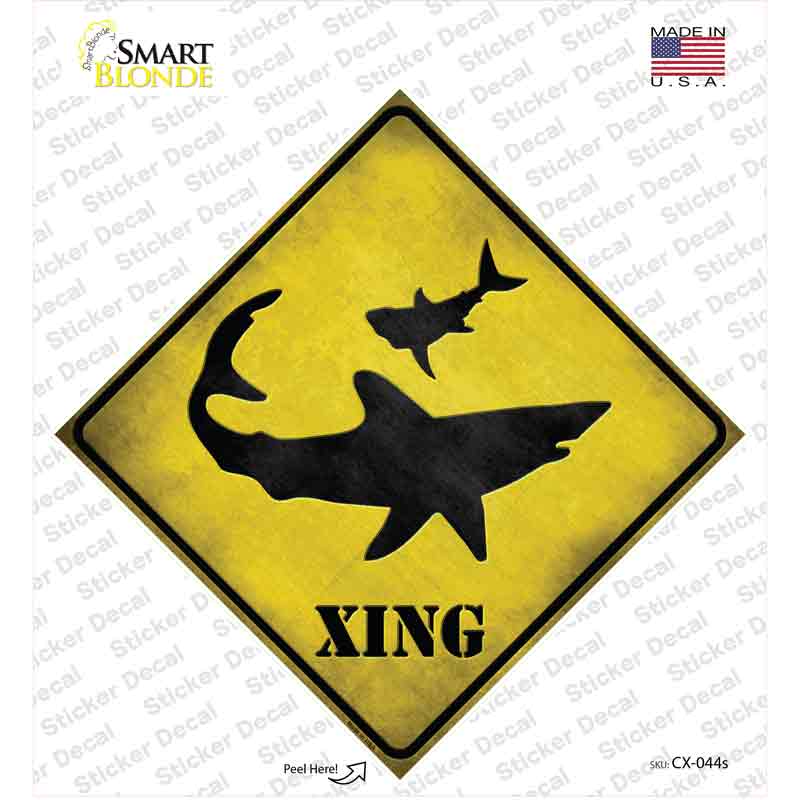 CX-044s-M Shark Xing Novelty Diamond Sticker Decal - Medium