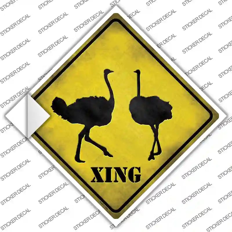 CX-060s-L Ostrich Xing Novelty Diamond Sticker Decal - Large