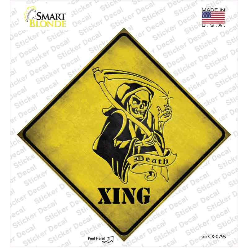 CX-079s-M Grim Reaper Xing Novelty Diamond Sticker Decal - Medium