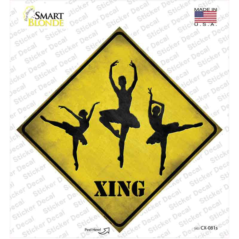 CX-081s-M Ballerina Xing Novelty Diamond Sticker Decal - Medium
