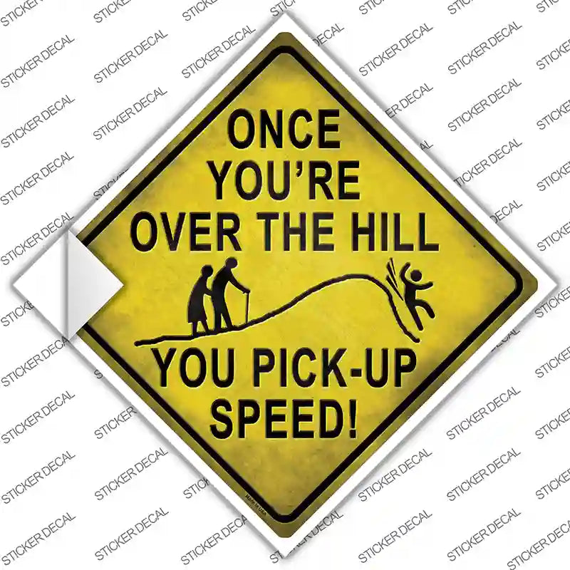 CX-308s-S Over the Hill Xing Novelty Diamond Sticker Decal - Small