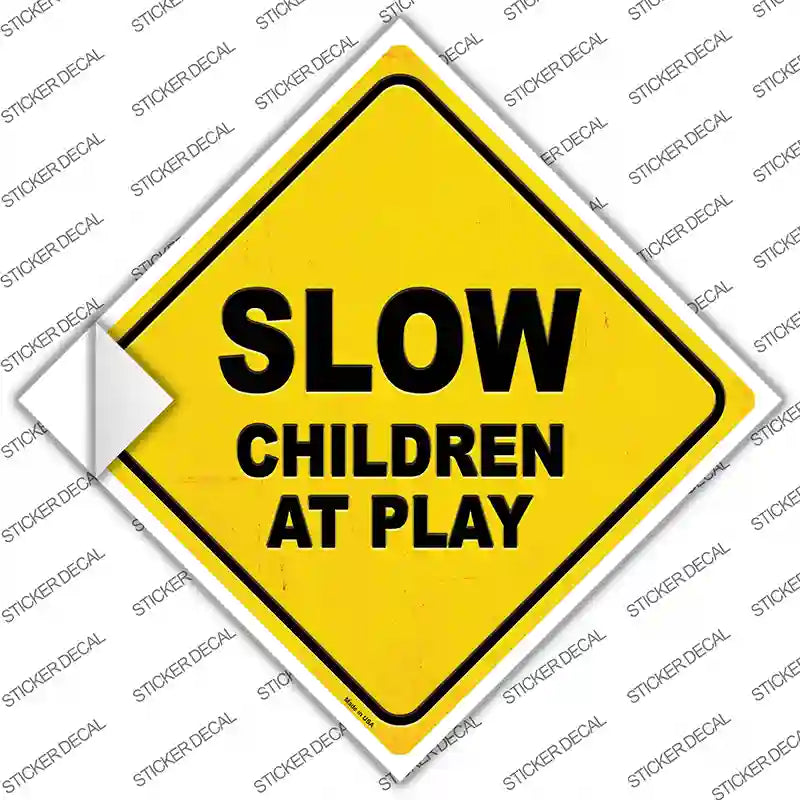 CX-370s-S Slow Children At Play Novelty Diamond Sticker Decal - Small