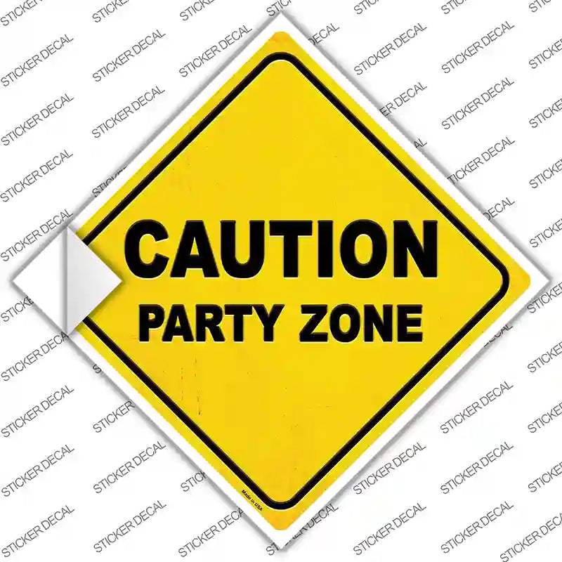 CX-374s-S Caution Party Zone Novelty Diamond Sticker Decal - Small