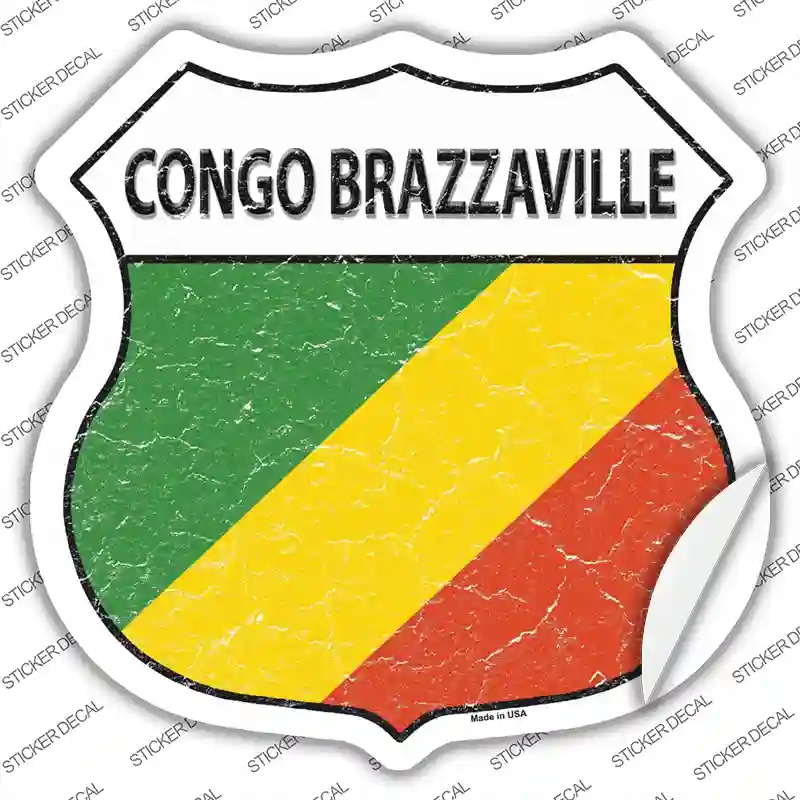HS-220s-L Congo Brazzaville Flag Novelty Highway Shield Sticker Decal - Large
