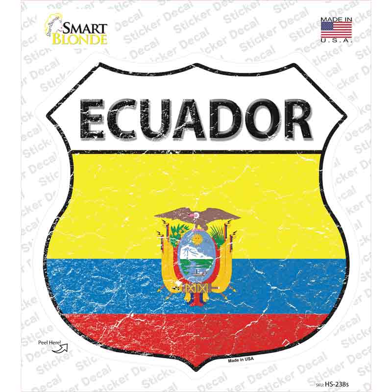 HS-238s-M Ecuador Flag Novelty Highway Shield Sticker Decal - Medium