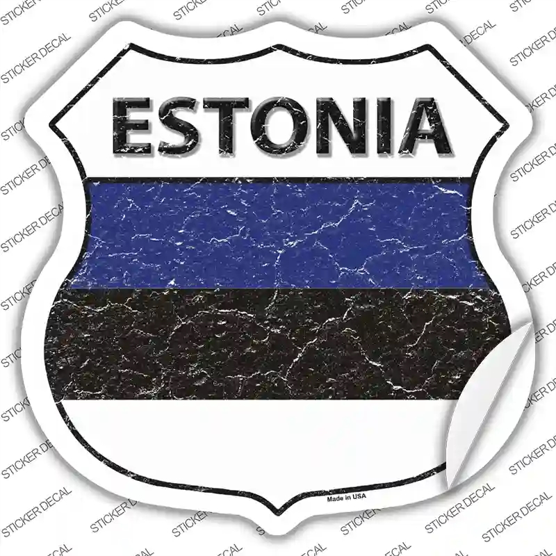 HS-244s-L Estonia Flag Novelty Highway Shield Sticker Decal - Large