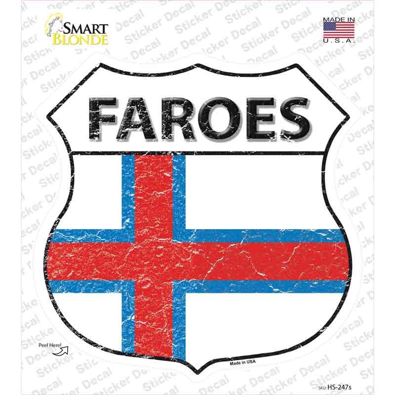 HS-247s-M Faroes Flag Novelty Highway Shield Sticker Decal - Medium