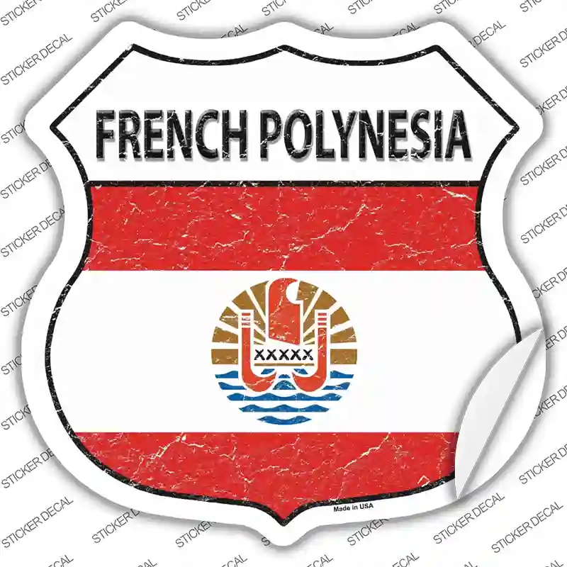 HS-252s-XL French Polynesia Flag Novelty Highway Shield Sticker Decal - Extra Large