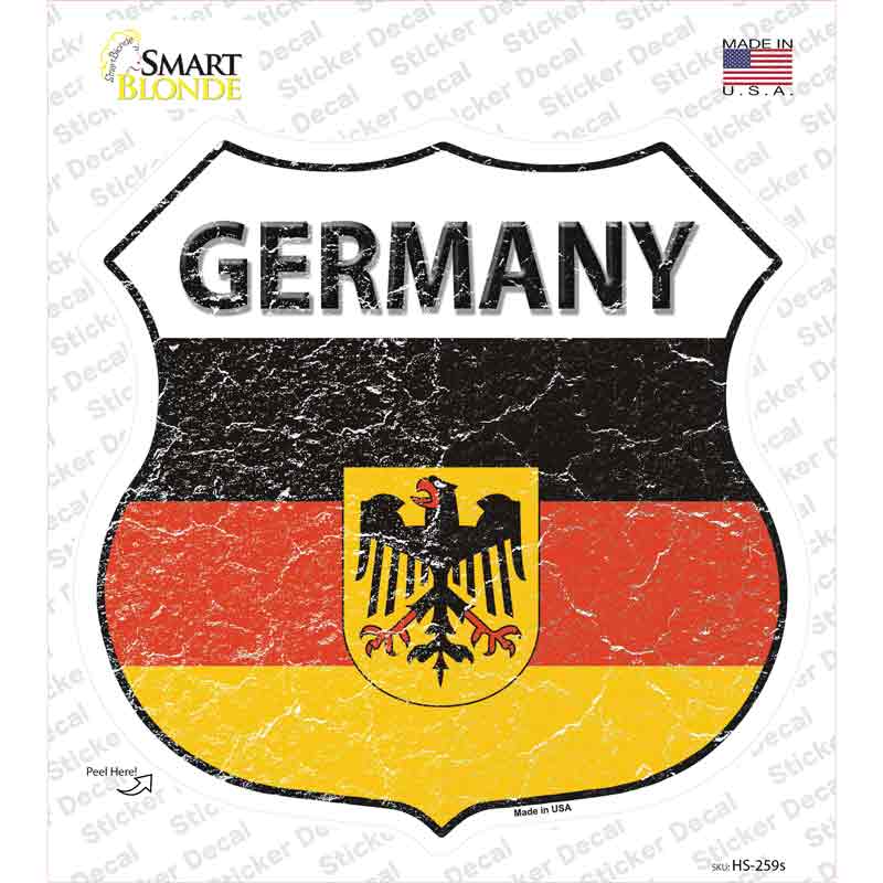HS-259s-M Germany Flag Novelty Highway Shield Sticker Decal - Medium