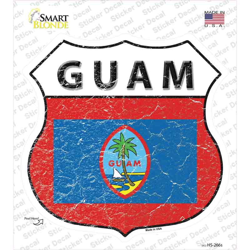 HS-266s-M Guam Flag Novelty Highway Shield Sticker Decal - Medium