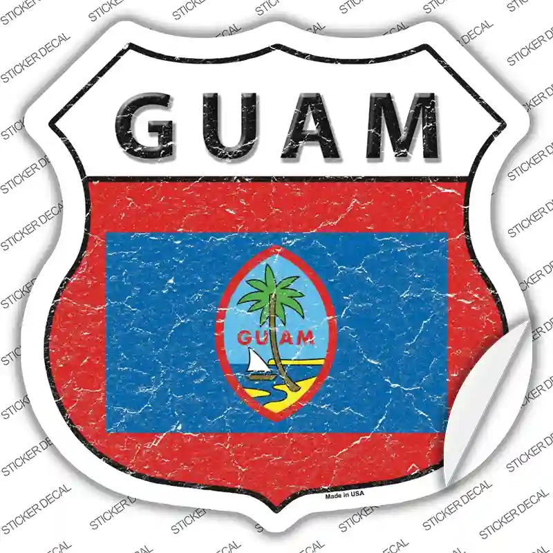 HS-266s-S Guam Flag Novelty Highway Shield Sticker Decal - Small