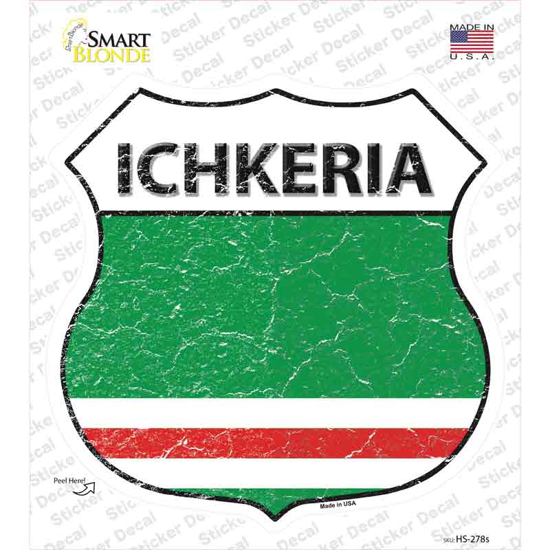 HS-278s-M Ichkeria Flag Novelty Highway Shield Sticker Decal - Medium