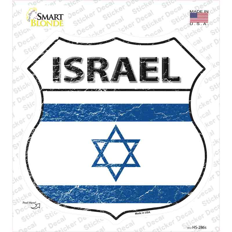 HS-286s-M Israel Flag Novelty Highway Shield Sticker Decal - Medium