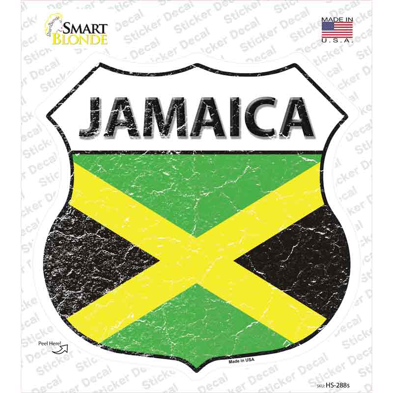 HS-288s-M Jamaica Flag Novelty Highway Shield Sticker Decal - Medium