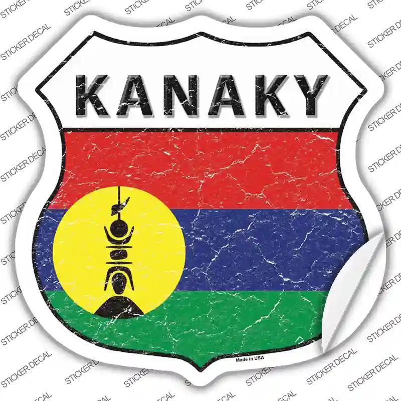 HS-295s-S Kanaky Flag Novelty Highway Shield Sticker Decal - Small