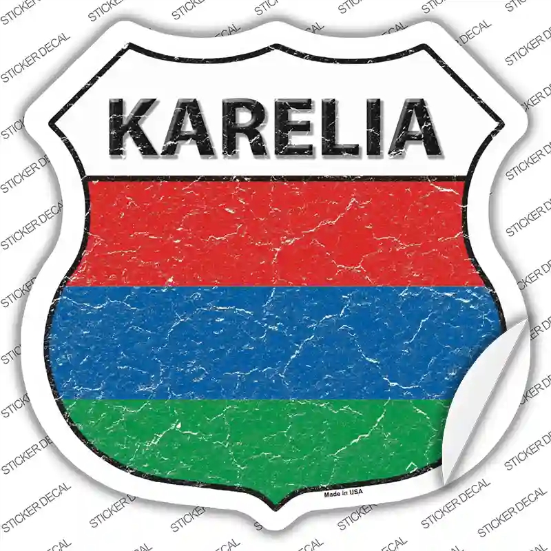 HS-296s-L Karelia Flag Novelty Highway Shield Sticker Decal - Large