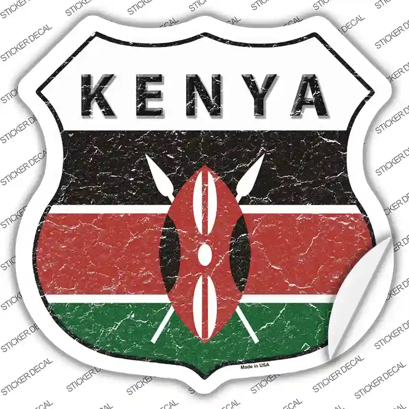 HS-298s-S Kenya Flag Novelty Highway Shield Sticker Decal - Small
