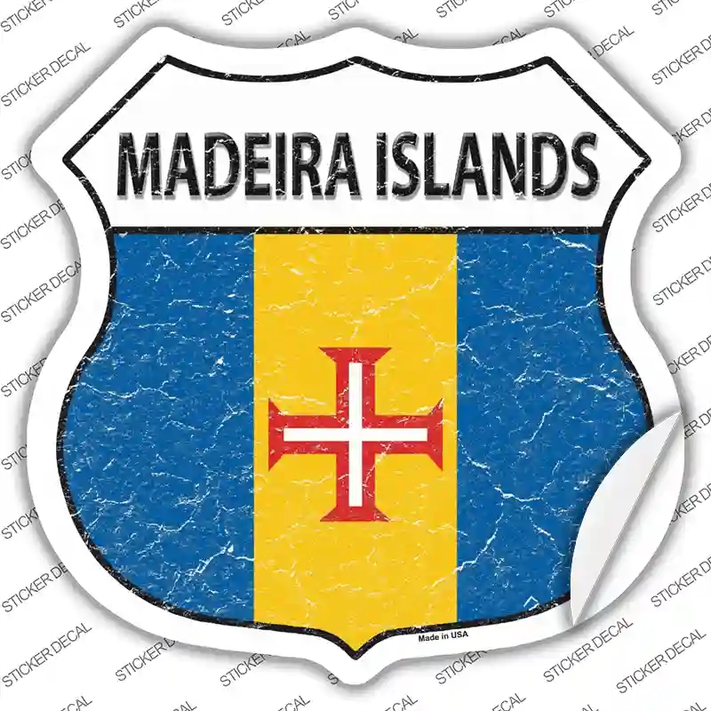 HS-320s-XL Madeira Islands Flag Novelty Highway Shield Sticker Decal - Extra Large