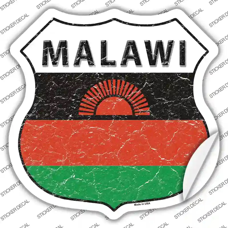 HS-321s-S Malawi Flag Novelty Highway Shield Sticker Decal - Small