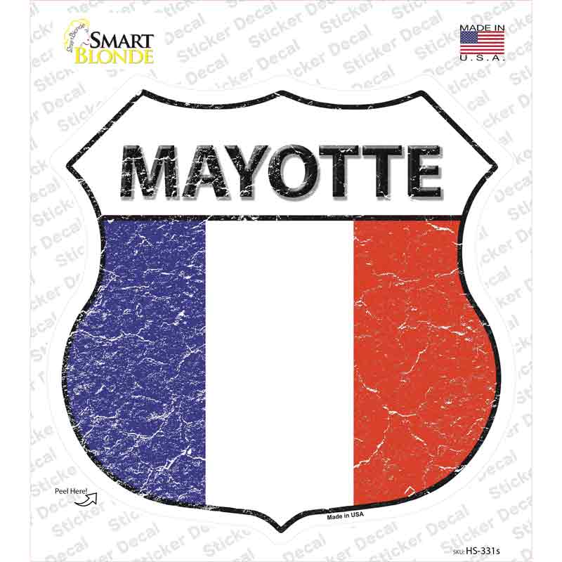 HS-331s-M Mayotte Flag Novelty Highway Shield Sticker Decal - Medium