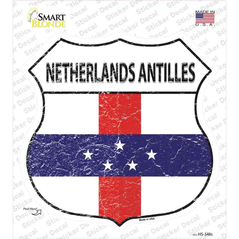HS-348s-M Netherlands Flag Novelty Highway Shield Sticker Decal - Medium