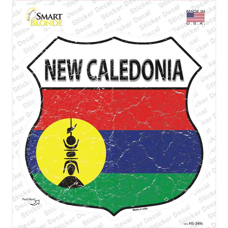 HS-349s-M   Caledonia Flag Novelty Highway Shield Sticker Decal - Medium