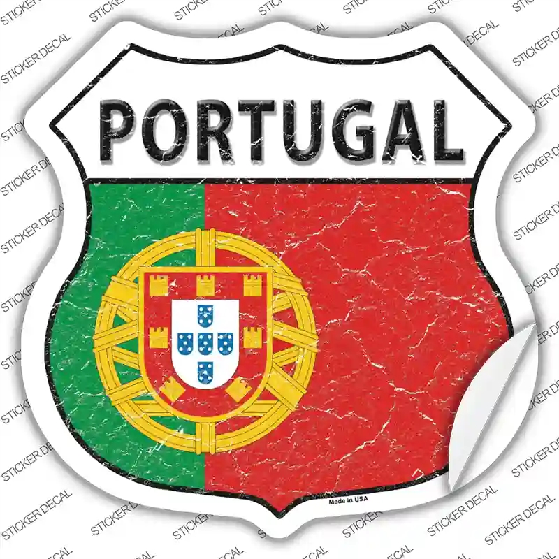 HS-372s-XL Portugal Flag Novelty Highway Shield Sticker Decal - Extra Large