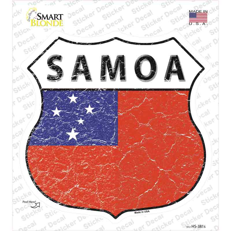 HS-381s-M Samoa Flag Novelty Highway Shield Sticker Decal - Medium