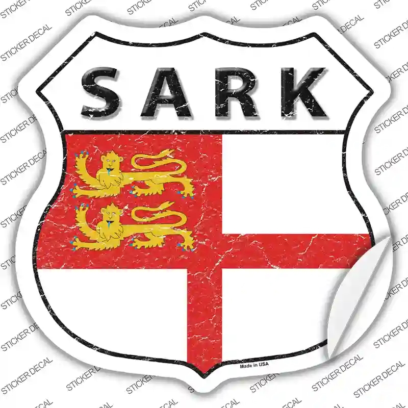 HS-384s-L Sark Flag Novelty Highway Shield Sticker Decal - Large