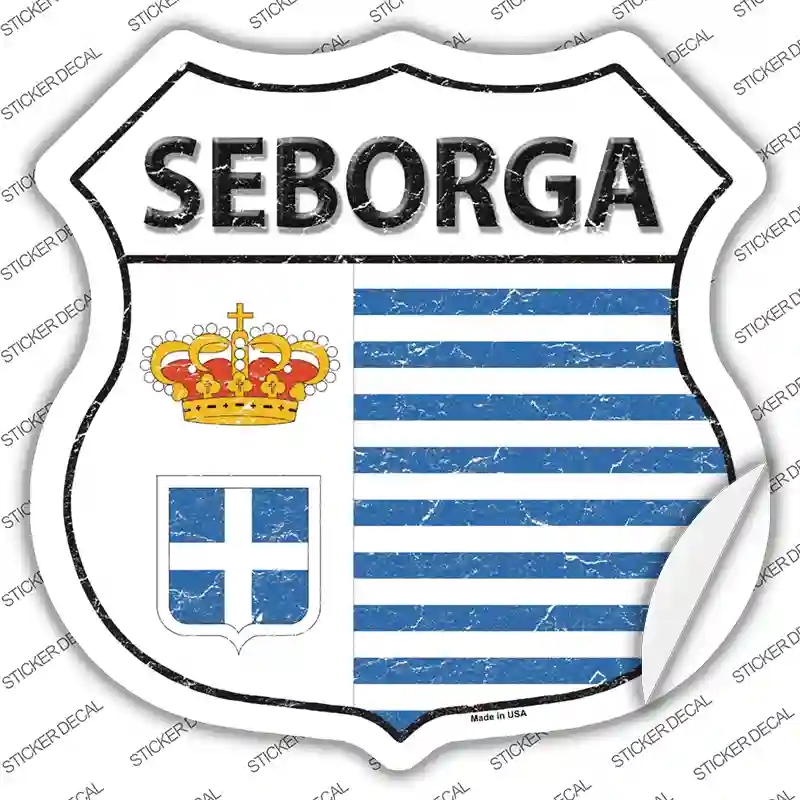 HS-387s-XL Seborga Flag Novelty Highway Shield Sticker Decal - Extra Large
