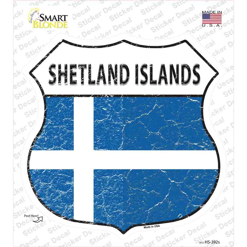 HS-392s-M Shetland Islands Flag Novelty Highway Shield Sticker Decal - Medium