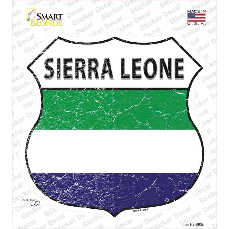 HS-393s-M Sierra Leone Islands Flag Novelty Highway Shield Sticker Decal - Medium