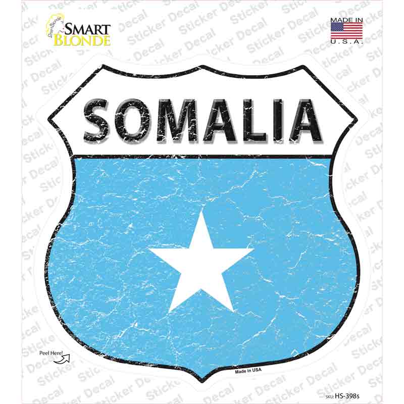 HS-398s-M Somalia Flag Novelty Highway Shield Sticker Decal - Medium