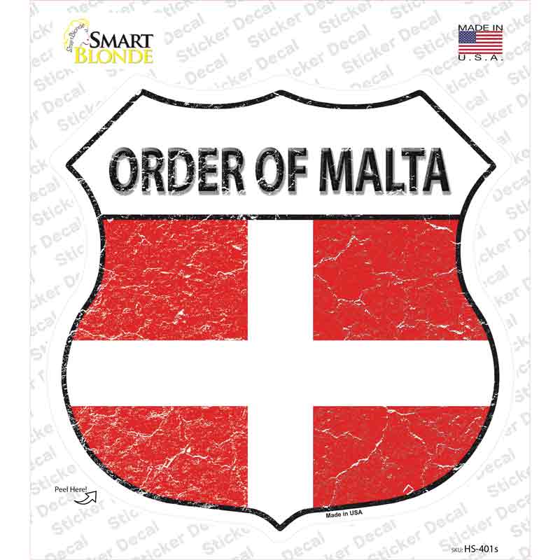 HS-401s-M Order of Malta Flag Novelty Highway Shield Sticker Decal - Medium