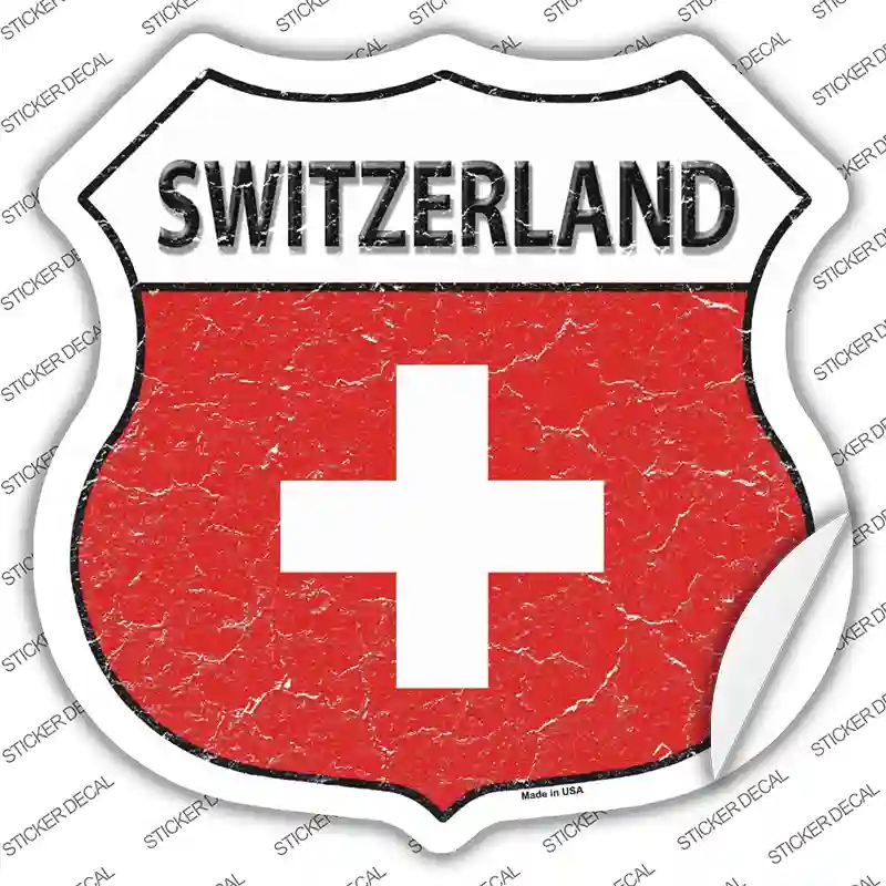 HS-414s-XL Switzerland Flag Novelty Highway Shield Sticker Decal - Extra Large