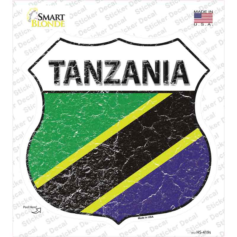 HS-419s-M Tanzania Flag Novelty Highway Shield Sticker Decal - Medium