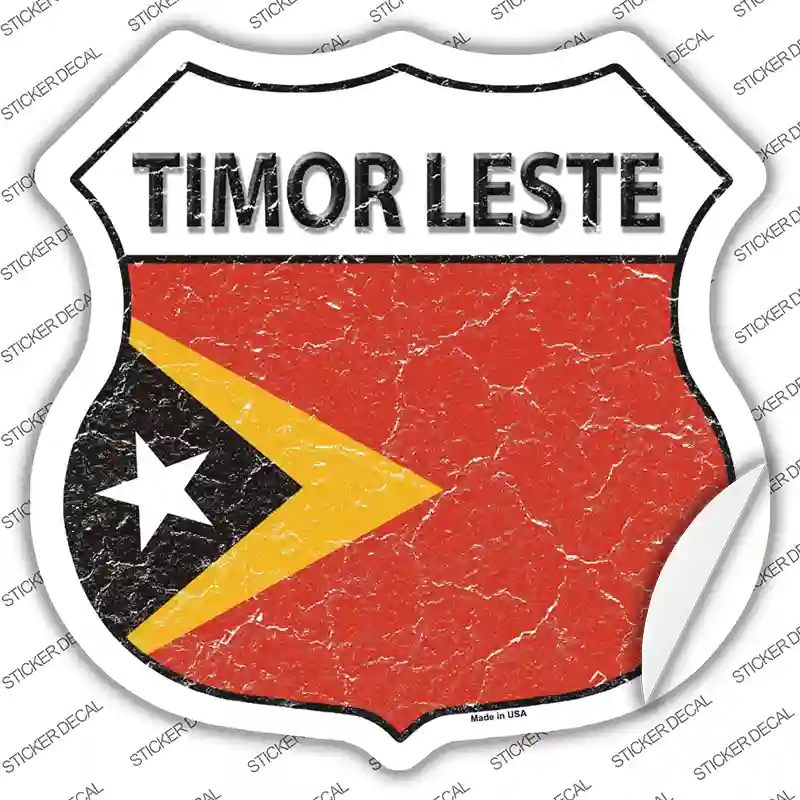 HS-423s-XL Timor Leste Flag Novelty Highway Shield Sticker Decal - Extra Large