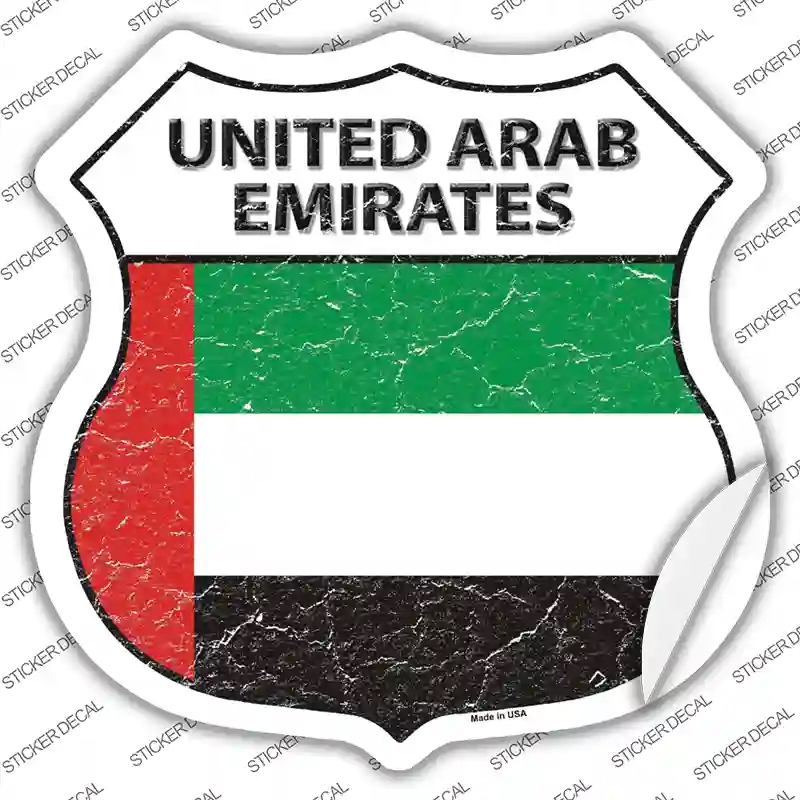 HS-441s-S United Arab Emirates Flag Novelty Highway Shield Sticker Decal - Small