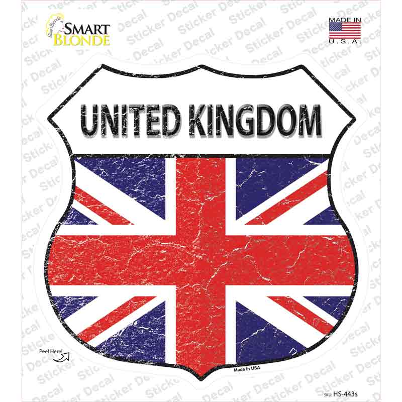 HS-443s-M United Kingdom Flag Novelty Highway Shield Sticker Decal - Medium
