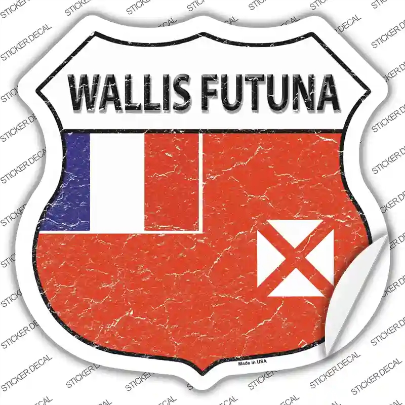 HS-456s-XL Wallis Futuna Flag Novelty Highway Shield Sticker Decal - Extra Large