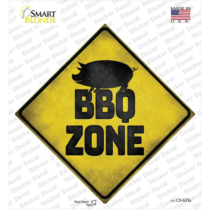 CX-635s-M BBQ Zone Pig Novelty Diamond Sticker Decal - Medium