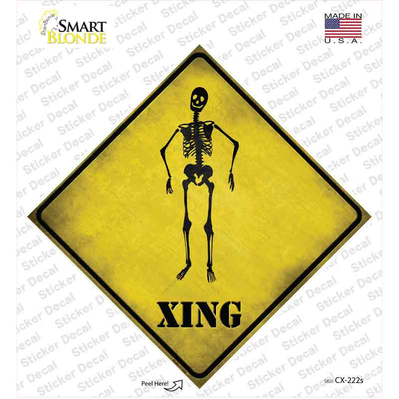CX-222s-M Skeleton Xing Novelty Diamond Sticker Decal - Medium